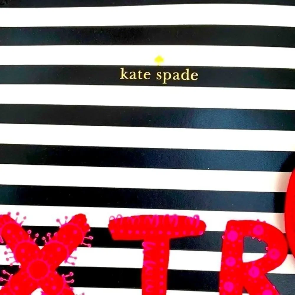 KATE SPADE NWT CHILI PEPPER LEN TOTE SHOULDER BAG EXTRA SPICY RED BLACK STRIPED - Picture 6 of 11